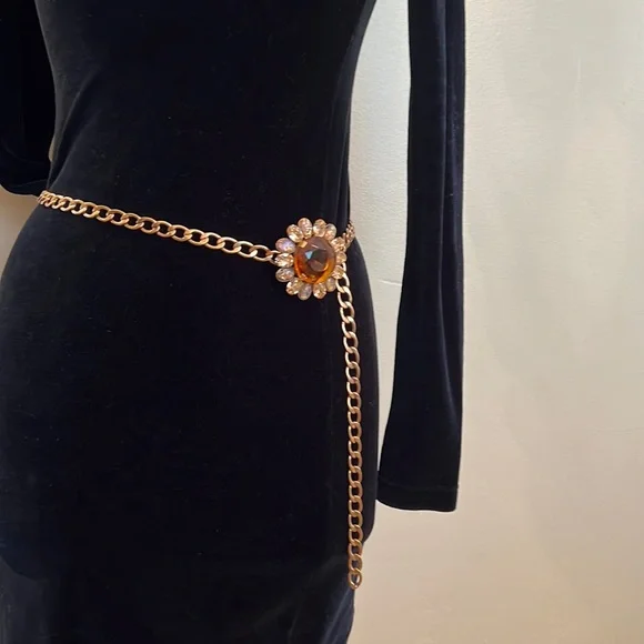 Accessories | Amber Jewel Flower Chain Belt | Poshmark display picture 1